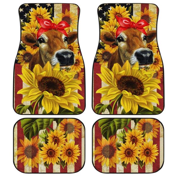 Sunflower Heifer Car Floor Mats Custom US Flag Car Accessories