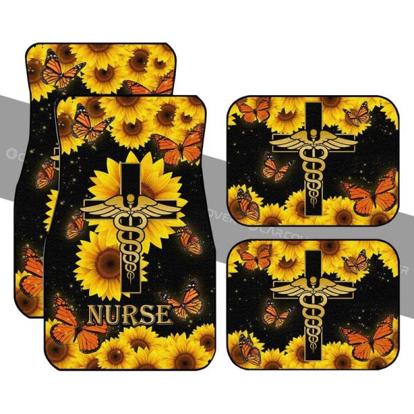 Sunflower Nurse Car Floor Mats Custom Car Accessories For Nurse