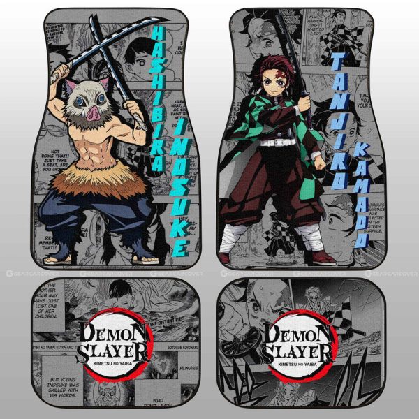 Tanjiro And Inosuke Car Floor Mats Custom Demon Slayer Anime Mix Mangas