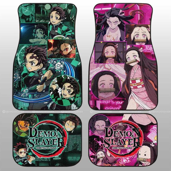 Tanjiro And Nezuko Car Floor Mats Custom Demon Slayer Anime