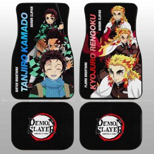 Tanjiro And Rengoku Car Floor Mats Custom Demon Slayer Anime