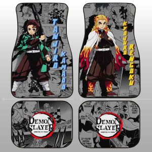 Tanjiro And Rengoku Car Floor Mats Custom Mix Mangas