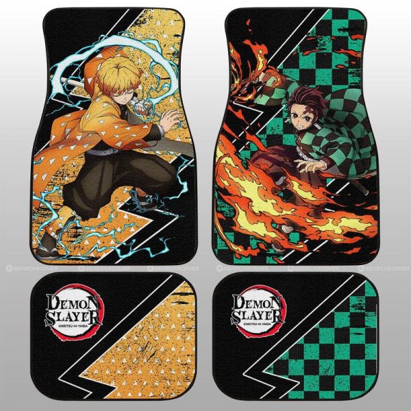 Tanjiro And Zenitsu Car Floor Mats Custom Anime Demon Slayer Car Accessories