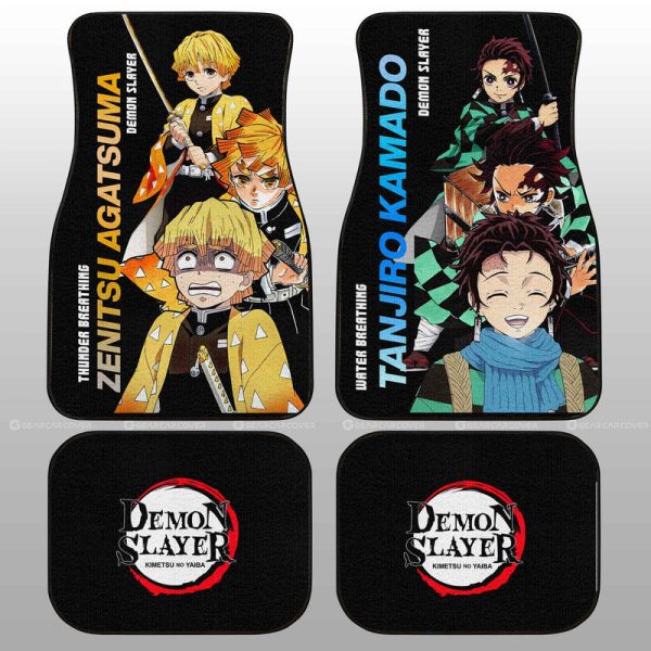 Tanjiro And Zenitsu Car Floor Mats Custom Demon Slayer Anime