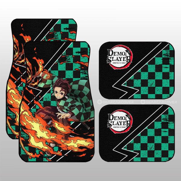 Tanjiro Car Floor Mats Custom Sun Breathing Skill Demon Slayer Anime Car Accessories