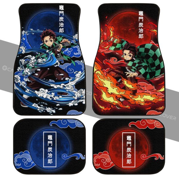 Tanjiro Car Floor Mats Custom Water And Sun Breathing Skill Anime Demon Slayer Car Accessories