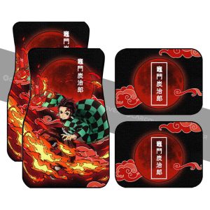 Tanjiro Sun Breathing Car Floor Mats Custom Demon Slayer Anime Car Accessories