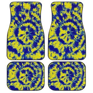 Tie Dye Car Floor Mats Custom Blue and Yellow Hippie Car Accessories