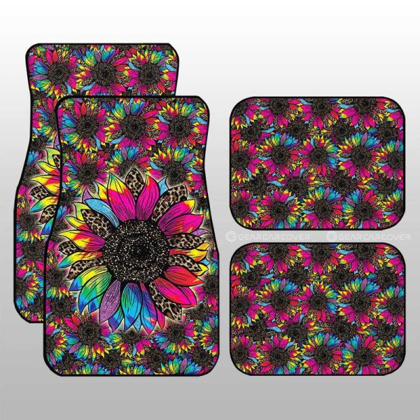 Tie Dye Leopard Sunflower Car Floor Mats Custom Car Accessories