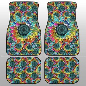 Tie Dye Sunflower Car Floor Mats Custom