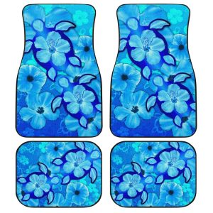 Turtle Hibiscus Car Floor Mats Custom Blue Car Accessories