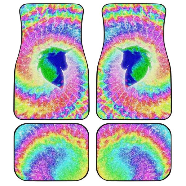 Unicorn Tie Dye Car Floor Mats Custom Hippie Car Accessories Gifts