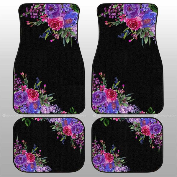 Violet Flowers Car Floor Mats Custom Personalized Name Car Accessories