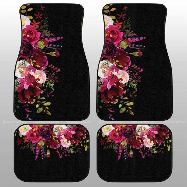 Watercolor Flowers Car Floor Mats Custom Personalized Name Car Accessories