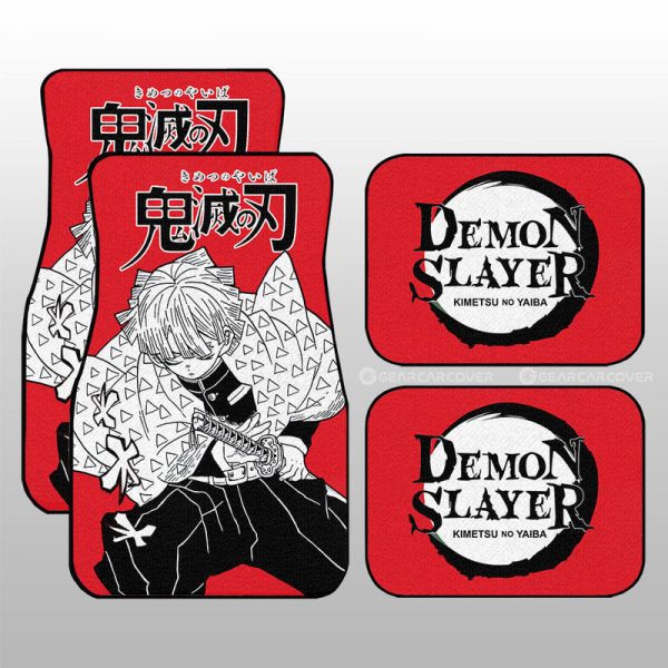 Zenitsu Agatsuma Car Floor Mats Custom Demon Slayer Anime Car Accessories Manga Style For Fans