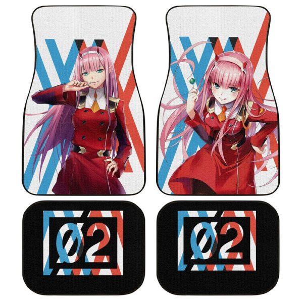 Zero Two Code 002 Car Floor Mats Custom Anime Darling In The Franxx Car Accessories