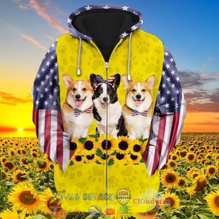 4Th-Of-July-Independence-Day-Corgi-American-Flag-Sunflower-3D-Hoodie-3