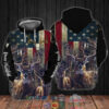 4Th Of July Independence Day Deer Hunting American Flag 3D Hoodie
