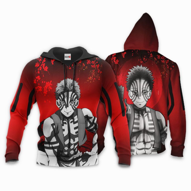 Akaza-Custom-Kimetsu-Anime-Red-3D-Hoodie-Bomber-Jacket-3