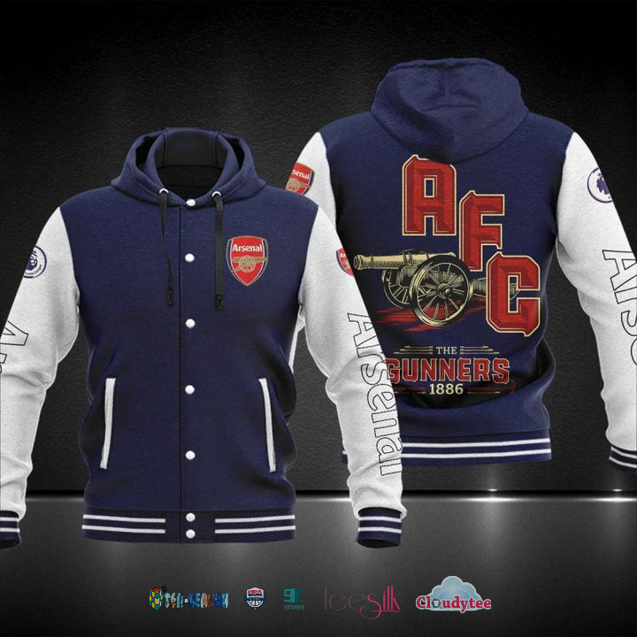 Arsenal F.C The Gunners 1886 Baseball Hoodie Jacket Arsenal F.C The Gunners 1886 Baseball Hoodie Jacket