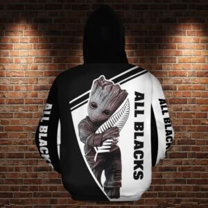 Baby Groot Hug All Black 3D Hoodie