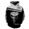 Baby Groot Hug Jack Daniels Old No7 Punisher Skull 3D Hoodie