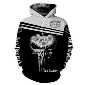 Baby Groot Hug Jack Daniels Old No7 Punisher Skull 3D Hoodie