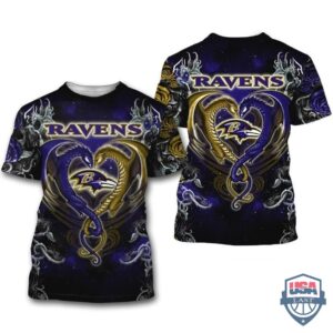 Baltimore Ravens Dragon Nfl 3D Hoodie T-Shirt
