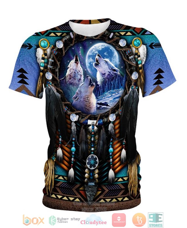 Blue Wolf Dreamcatcher 3D Shirt Blue Wolf Dreamcatcher 3D Shirt