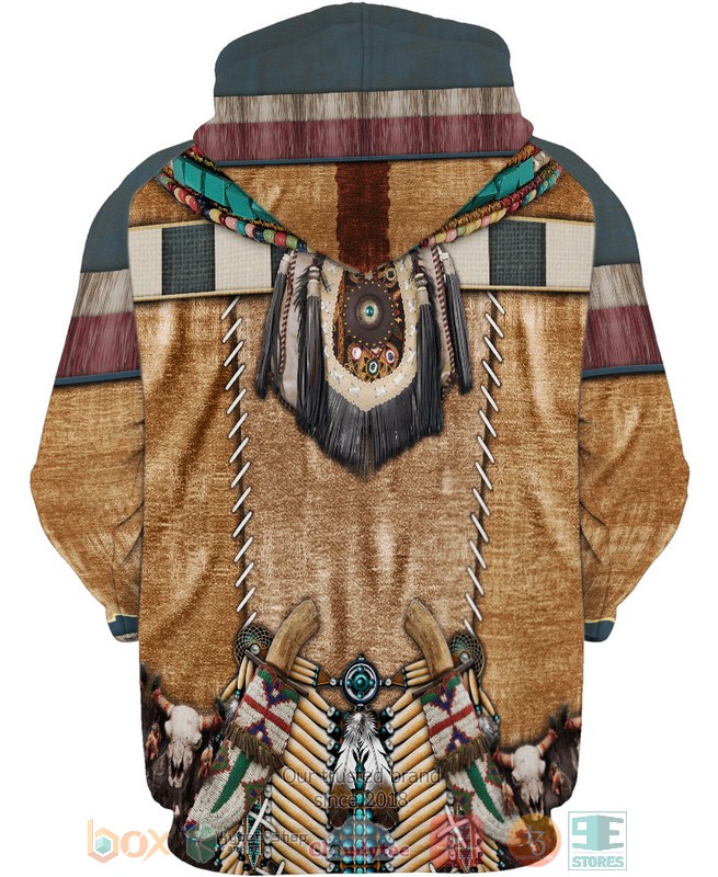 Brown-Pattern-Warrior-Style-Native-American-3D-Shirt-Hoodie-2-1
