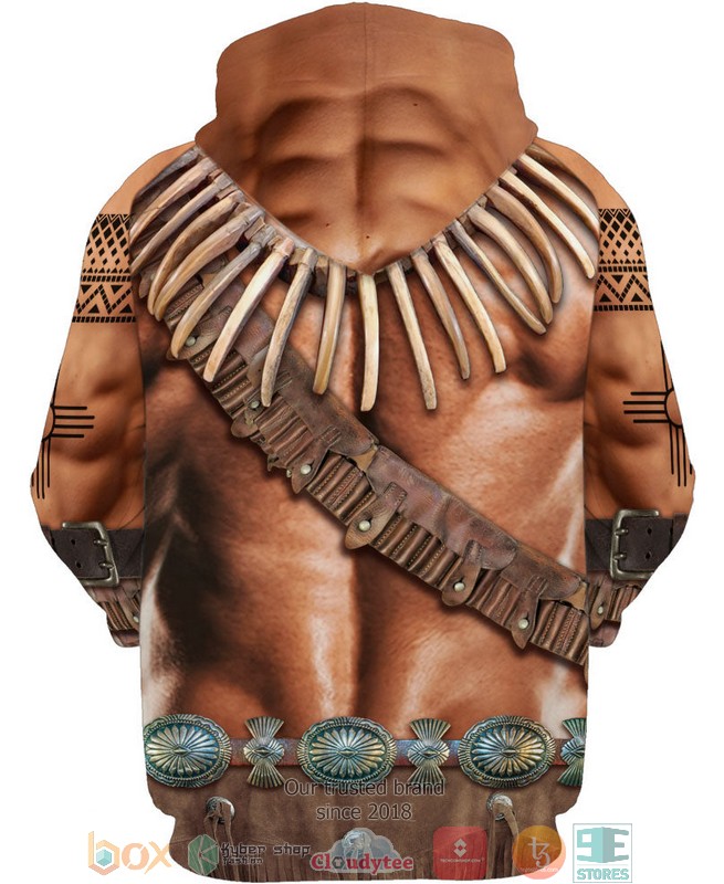Brown-Skin-Pattern-Native-American-Bison-Skull-3D-Shirt-Hoodie-2