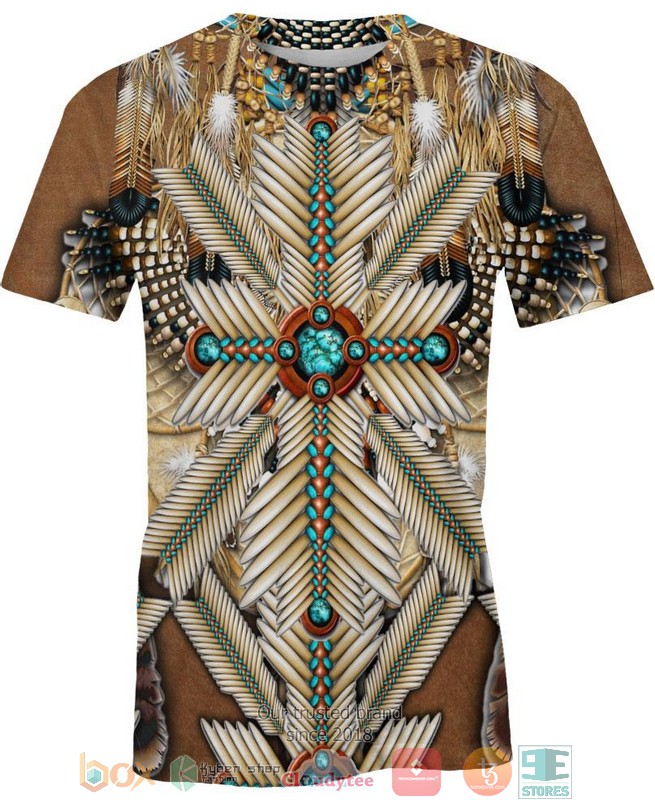 Brown-White-Bead-Feather-3D-Shirt-Hoodie-2