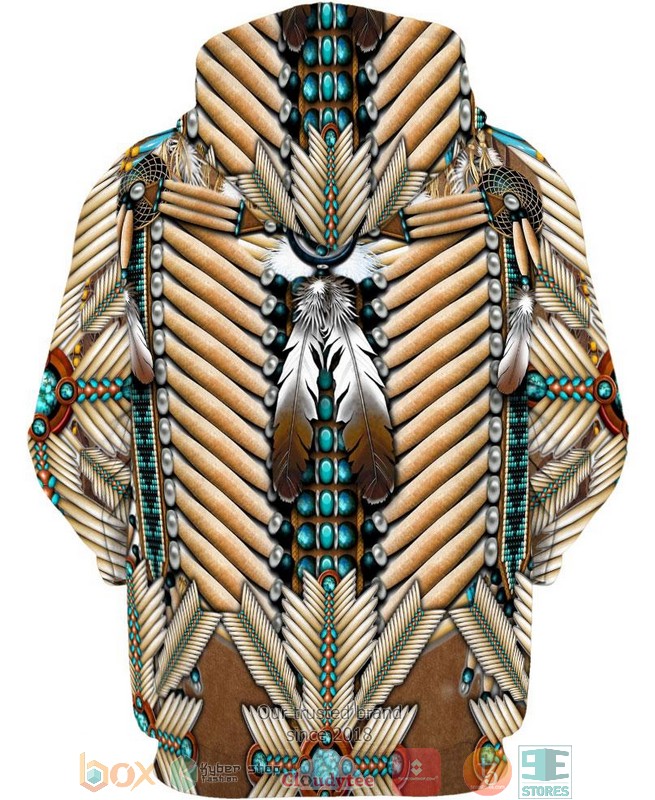 Brown-White-Bead-Feather-3D-Shirt-Hoodie-3