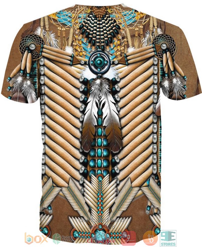 Brown White Bead Feather 3D Shirt Brown White Bead Feather 3D Shirt