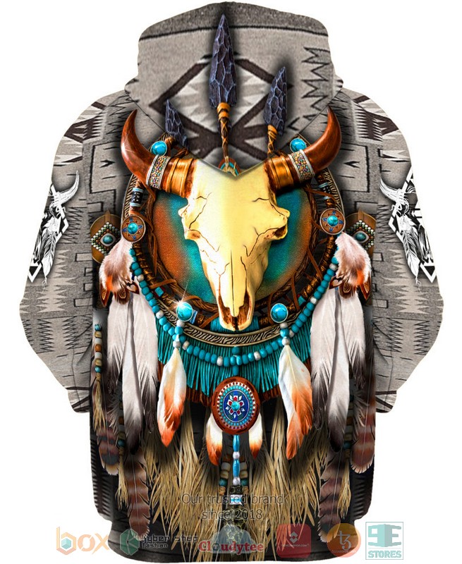Buffalo-Skull-Native-Pattern-3D-Shirt-Hoodie-3