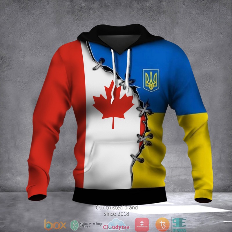 Canada Stand With Ukraine Flag 3D Hoodie Canada Stand With Ukraine Flag 3D Hoodie