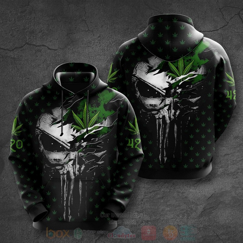 Cannabis Punisher Skull 3D Hoodie Cannabis Punisher Skull 3D Hoodie