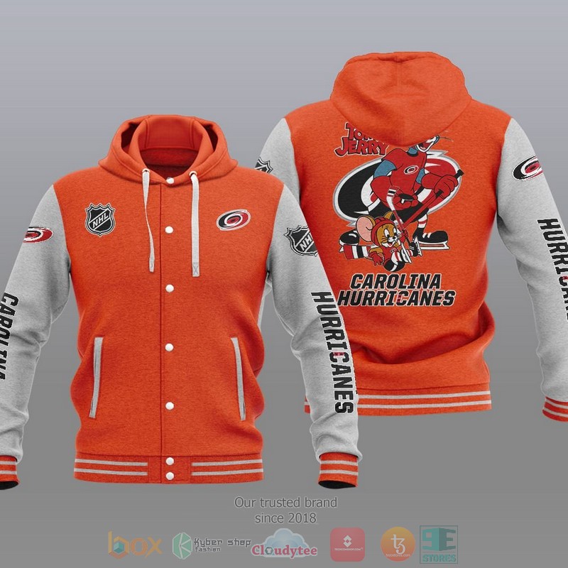 Carolina Hurricanes Nhl Tom And Jerry Baseball Hoodie Jacket Carolina Hurricanes Nhl Tom And Jerry Baseball Hoodie Jacket