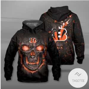 Cincinnati Bengals Lava Skull Hoodie