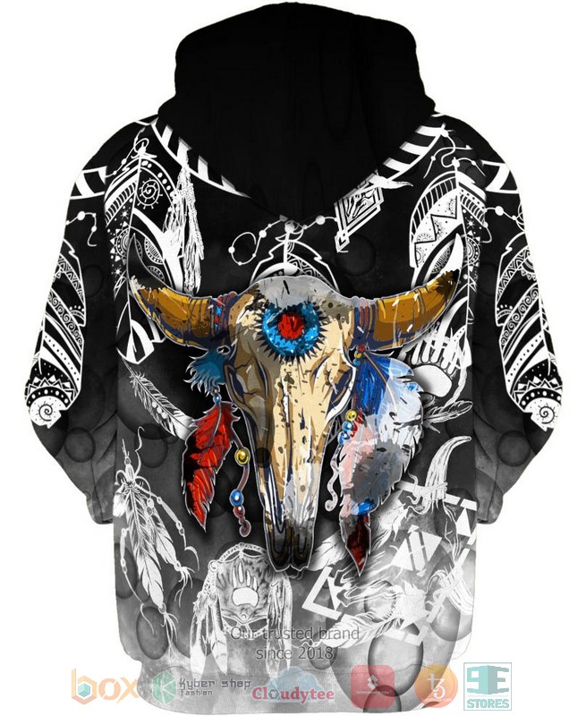 Colorful-Buffalo-Skull-3D-Shirt-Hoodie-3-1