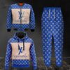 Combo Louis Vuitton Blue Cream Symbol Hoodie Bomber Jacket And Pants