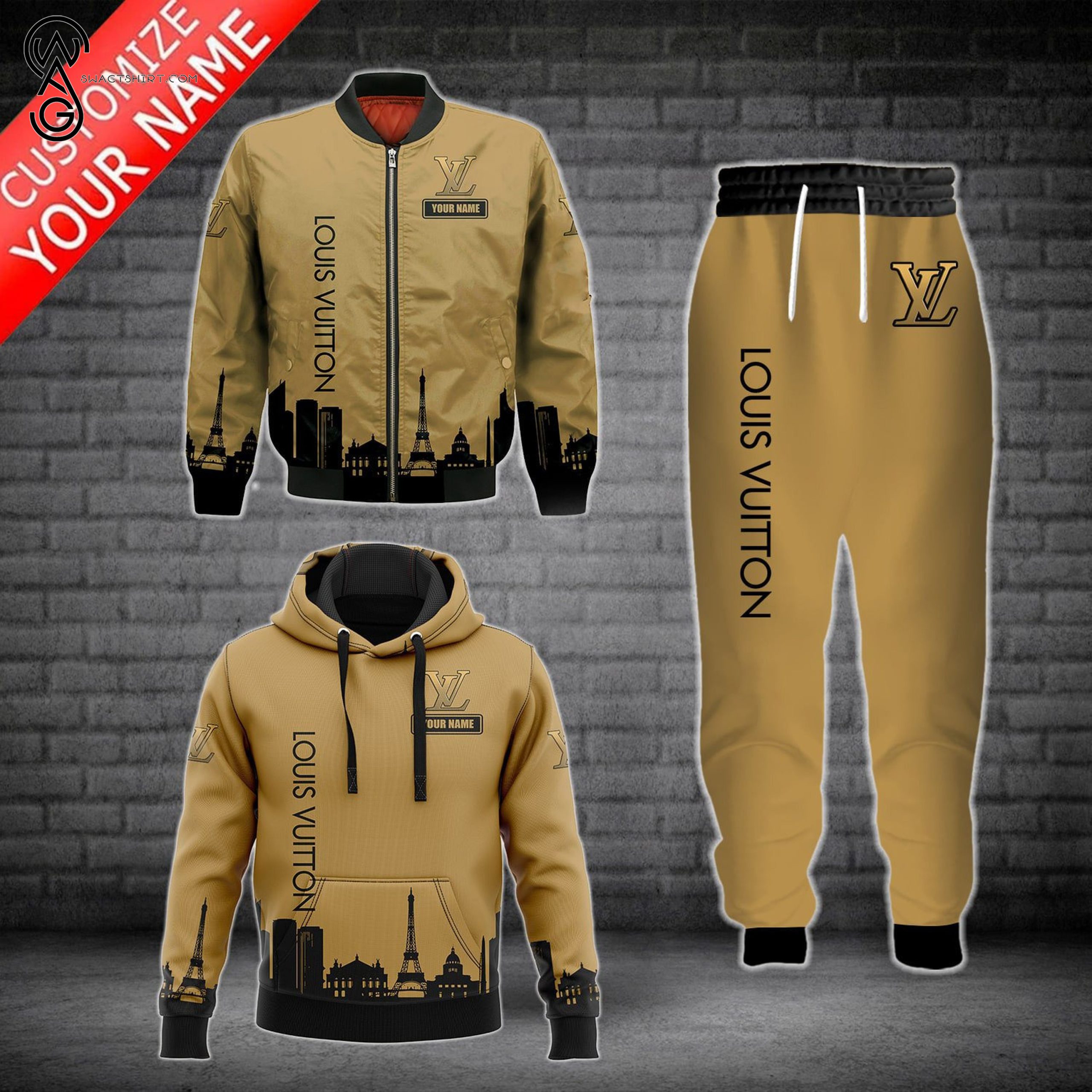 Combo Louis Vuitton City Night Hoodie Bomber Jacket And Pants Combo Louis Vuitton City Night Hoodie Bomber Jacket And Pants