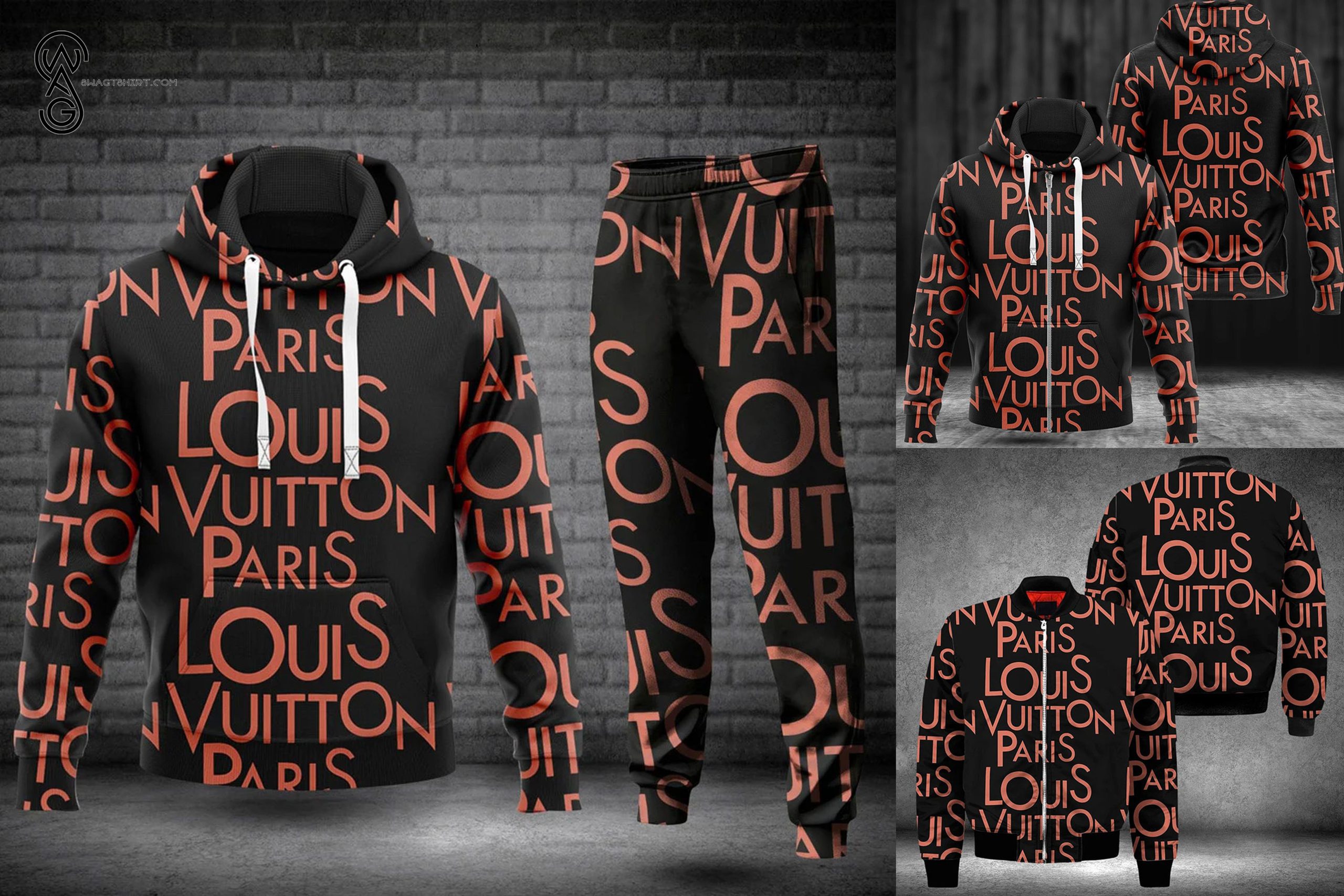 Combo Louis Vuitton Color Symbol Hoodie Bomber Jacket And Pants Combo Louis Vuitton Color Symbol Hoodie Bomber Jacket And Pants