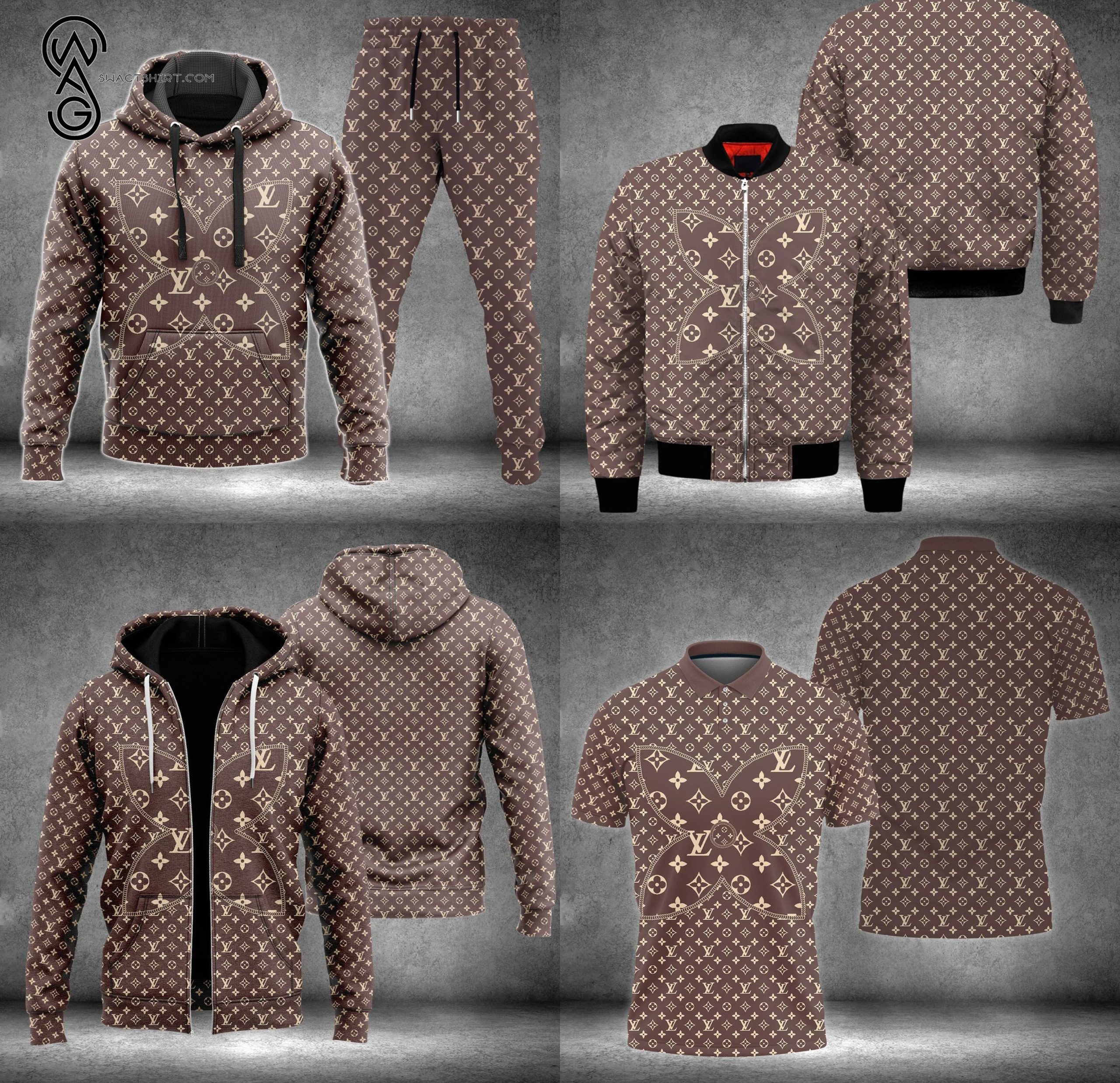 Combo Louis Vuitton Flower Symbol Hoodie Bomber Jacket And Pants Combo Louis Vuitton Flower Symbol Hoodie Bomber Jacket And Pants
