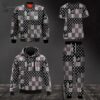 Combo Louis Vuitton Gray Symbol Version Hoodie Bomber Jacket And Pants