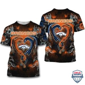 Denver Broncos Dragon Nfl 3D Hoodie T-Shirt