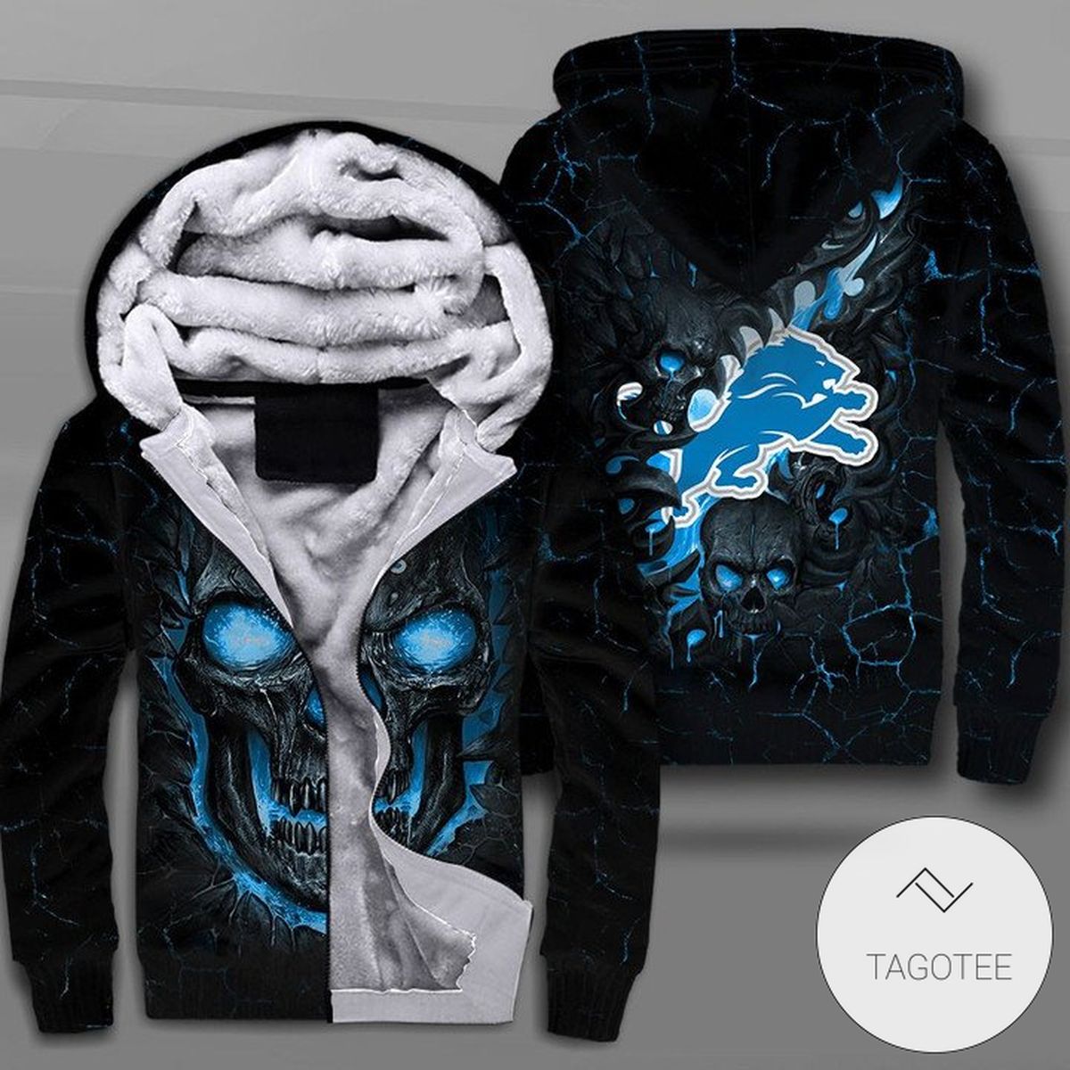 Detroit Lions Lava Skull Zipper Fleece Hoodie Detroit Lions Lava Skull Zipper Fleece Hoodie