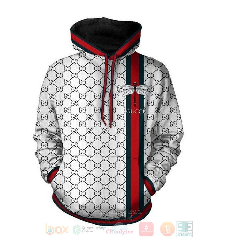 Dragonfly Gucci White 3D Hoodie Dragonfly Gucci White 3D Hoodie