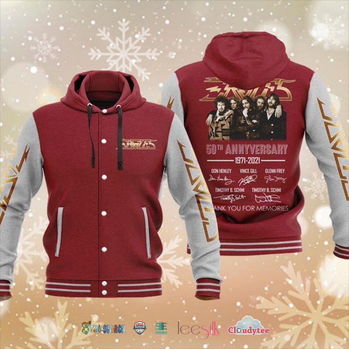 Eagles 50Th Annyversary 1971 2021 Baseball Hoodie Jacket Eagles 50Th Annyversary 1971 2021 Baseball Hoodie Jacket