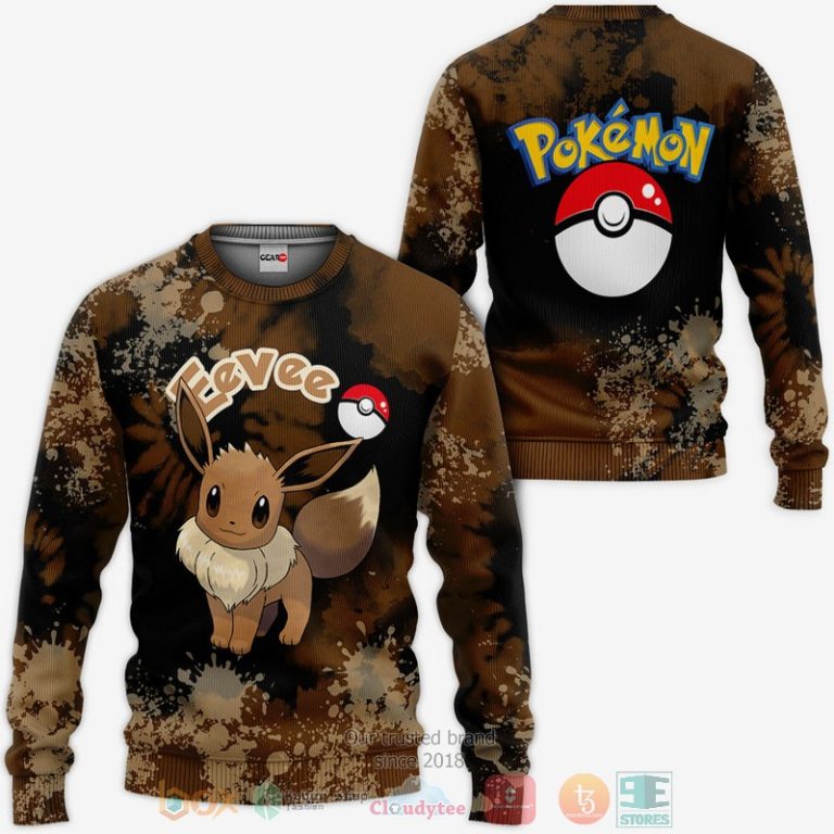 Eevee-Pokemon-Anime-Tie-Dye-Style-3D-Hoodie-Bomber-Jacket-2